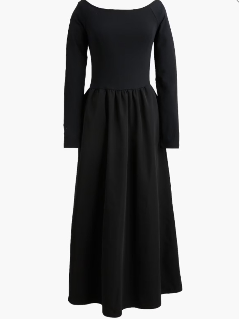 J. Crew Women’s Long Sleeve Black Maxi Dress Off Shoulder Wide Neck New size L - Picture 15 of 15